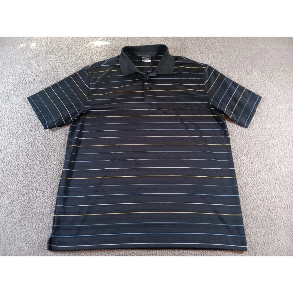 Nike Golf Dri-FIT Polo Shirt XL Black Stripe Performance Short Sleeve Mens